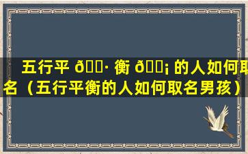 五行平 🌷 衡 🐡 的人如何取名（五行平衡的人如何取名男孩）